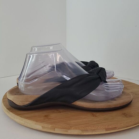 Vionic Pippa Sandals Knotted Leather Thong Sandal Flip Flop Black Size 7 - Picture 1 of 8